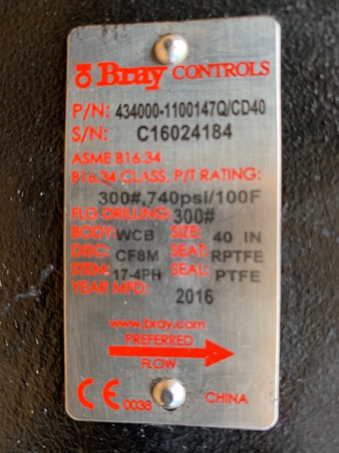 40" Bray butterfly valve 7