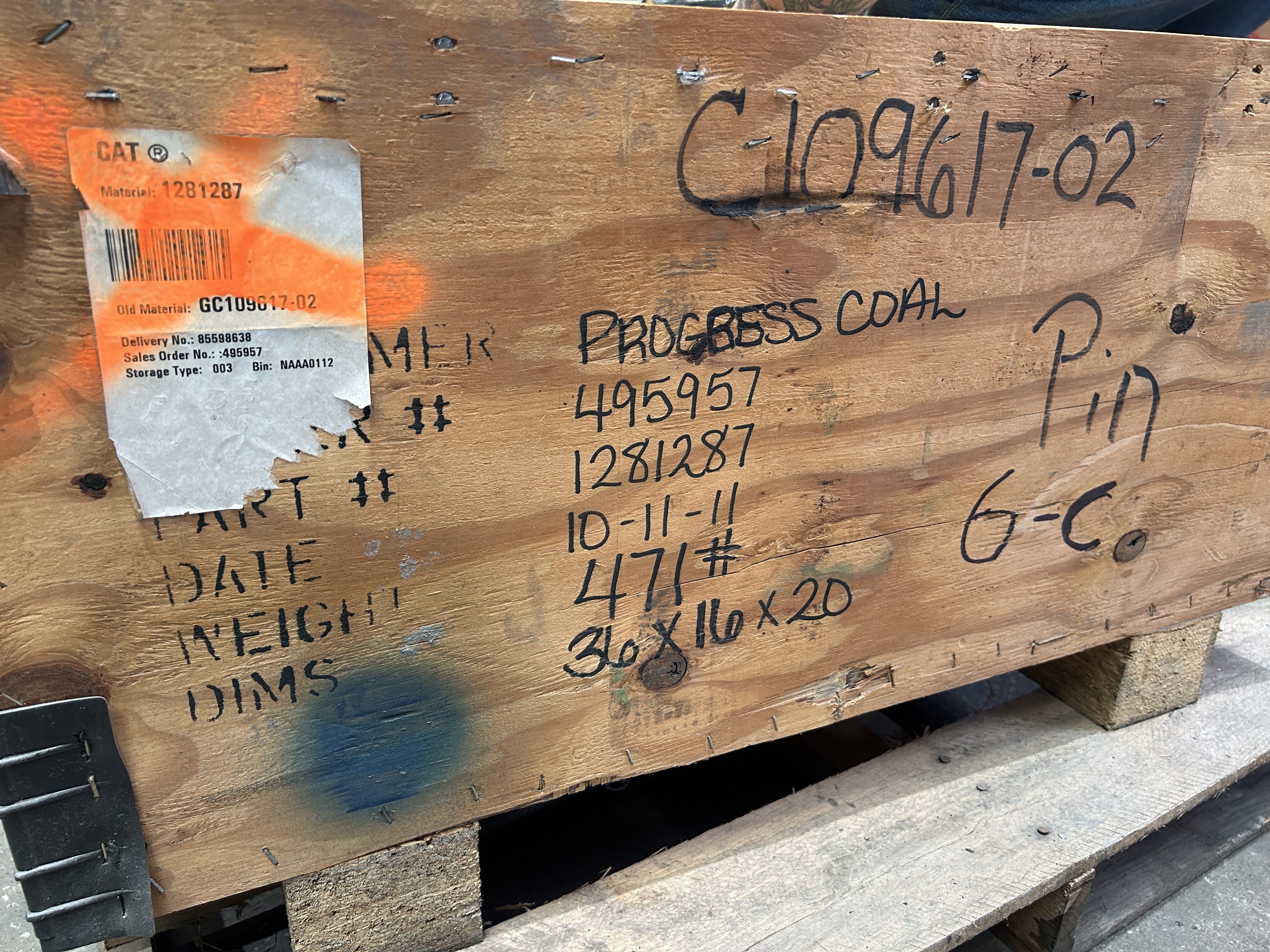 Bucyrus Large Pin 181287, GC109617-02