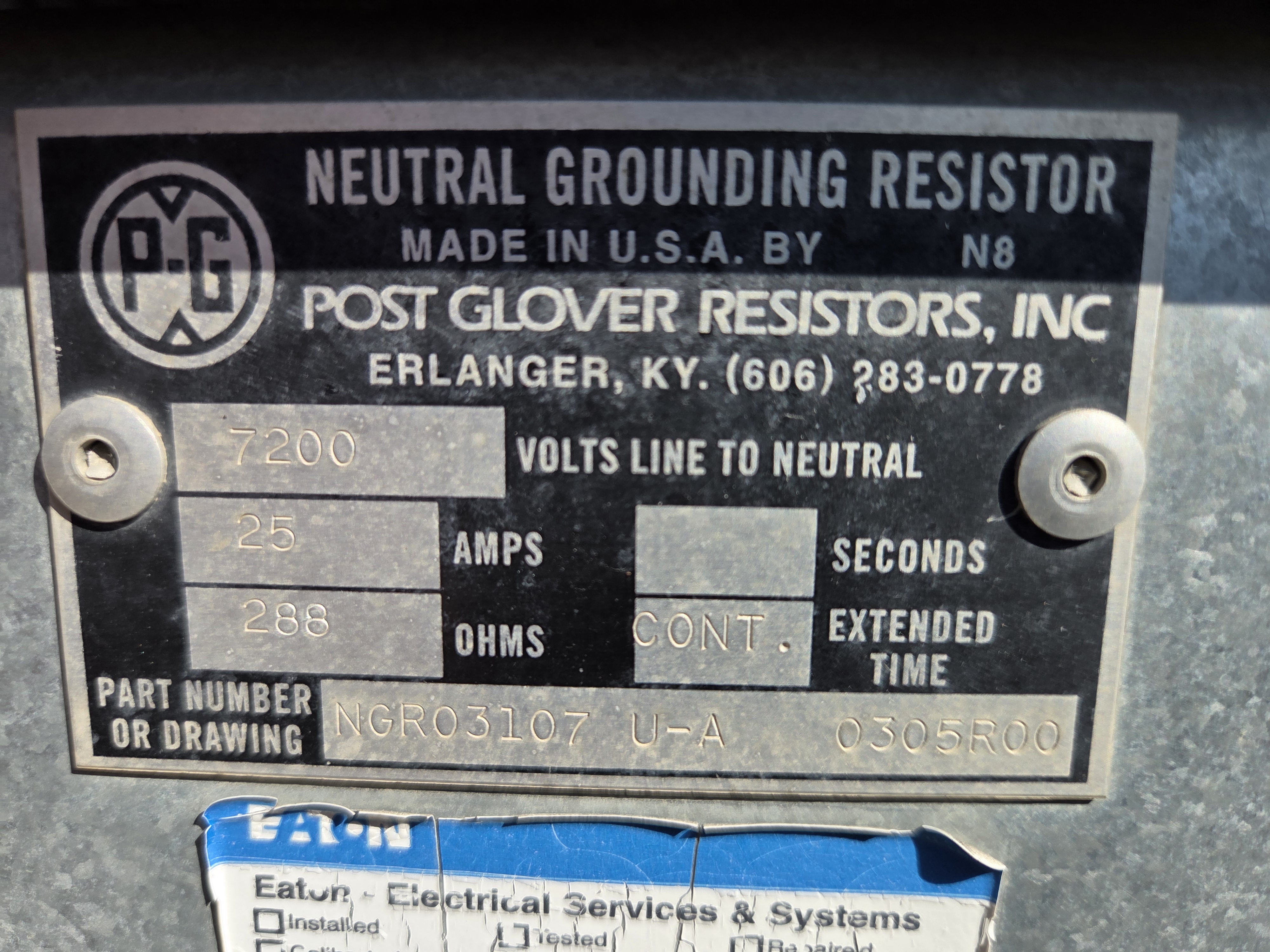 Post Glover Resistors, Inc. Neutral grounding Resistor 2